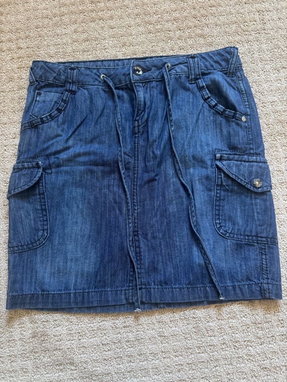 Mngo Jeans Denim Cargo Mini Skirt in Dark Blue size 6